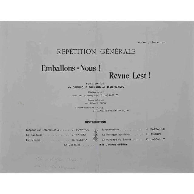 Cabaret des Arts Invitation is an original artwork realized in 1902. Black and white lithograph. Signature on plate by...