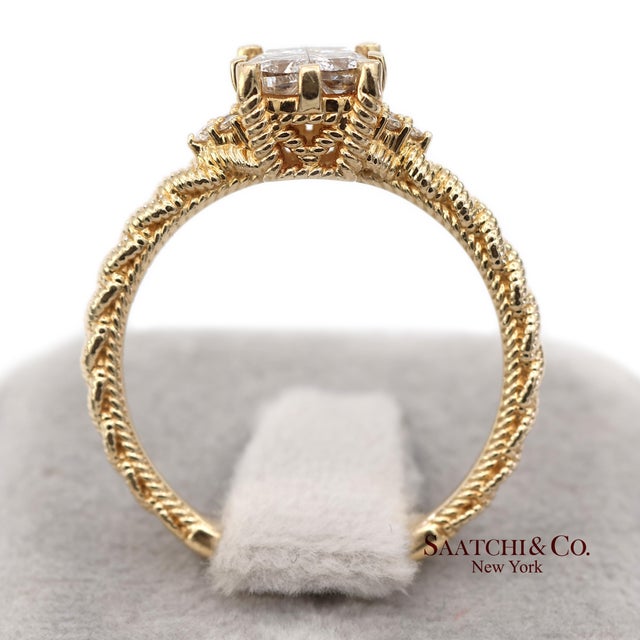 Judith Ripka 14k (585) Yellow Gold Natural Diamond Square Illusion Band Ring, Size 8 For Sale - Image 9 of 12