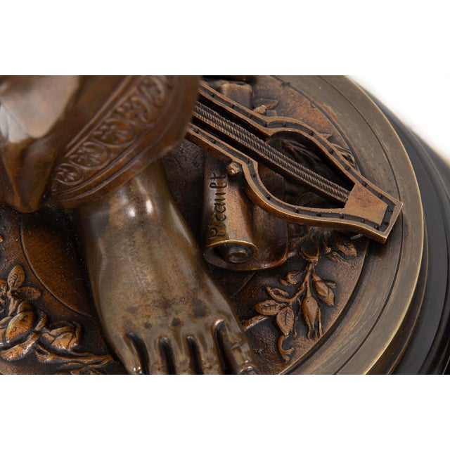 Pair of French Antique Bronze Sculpture “Uranie” and “Erato” by Emile Picault For Sale - Image 12 of 18