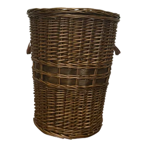 Vintage Wicker Laundry Basket With Leather Handles