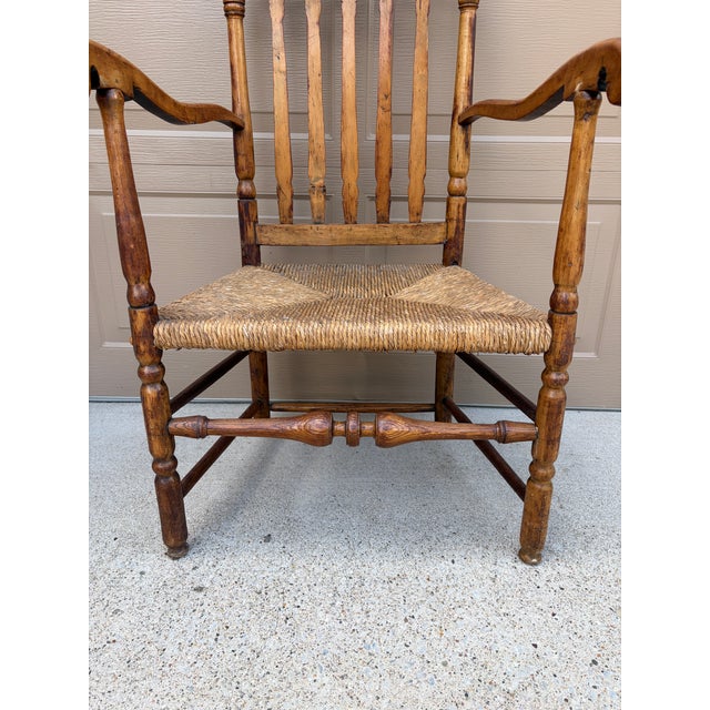 Early 19th Century New England Maple & Ash Armchair With Rush Seat For Sale - Image 10 of 14