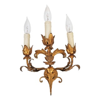Florentine Hollywood Regency Wall Lamp, Italy, 1970s For Sale