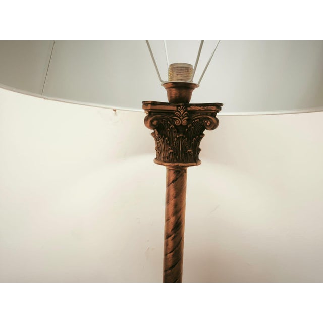 Floor Lamp with Brass Capitals and Fabric Lampshade, 1980s For Sale - Image 14 of 18
