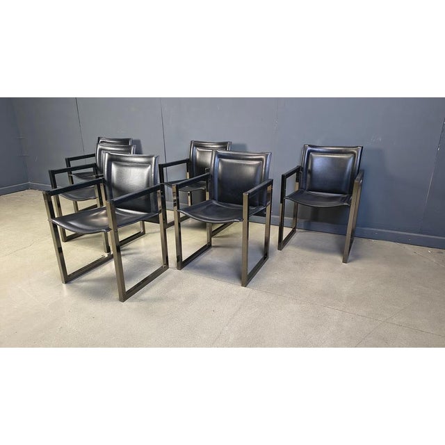 Metal Vintage Dining Chairs attributed to Arrben, 1980s, Set of 6 For Sale - Image 7 of 13
