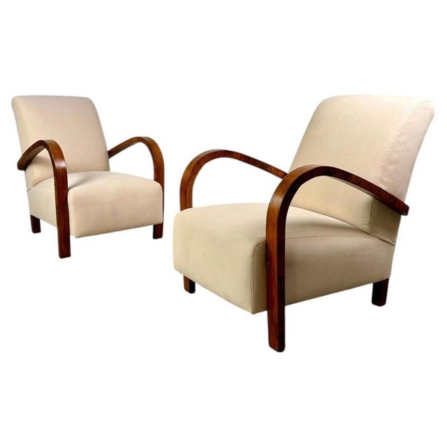 Vintage Art Deco Lounge Chairs in Fabric, 1930s, Set of 2 For Sale - Image 11 of 11