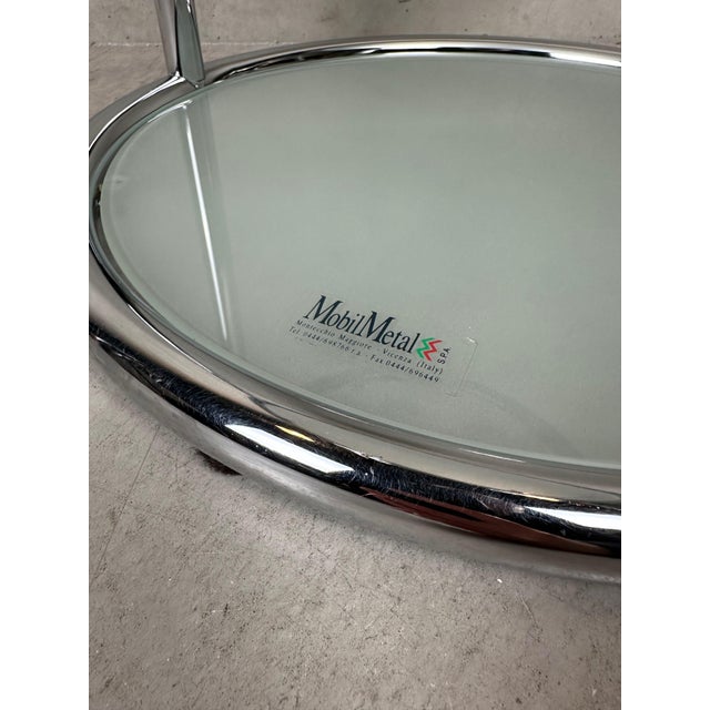 Silver Vintage Italian Side Table in Chrome and Glass, 1980s For Sale - Image 8 of 12