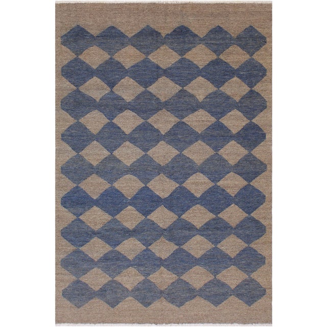 Bohemian Abstract Amalia Grey/Blue HandWoven Kilim Wool Rug 6'4 X 9'7 Chairish