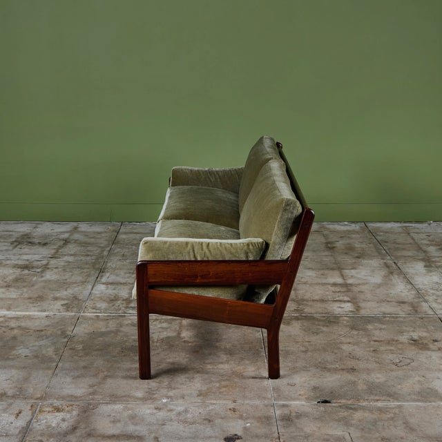 Rosewood and Mohair Velvet Sofa For Sale - Image 9 of 16