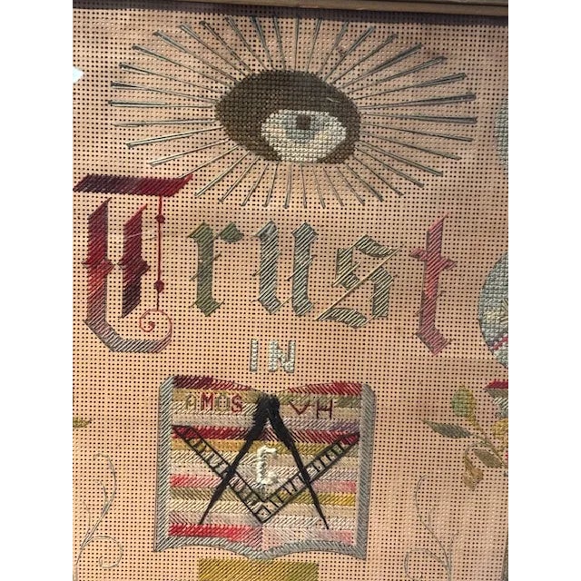American Masonic Needlework Sampler, c. 1880s Worked by Gertrude O’Conner of Harvey, Illinois, for her husband Benjamin D....