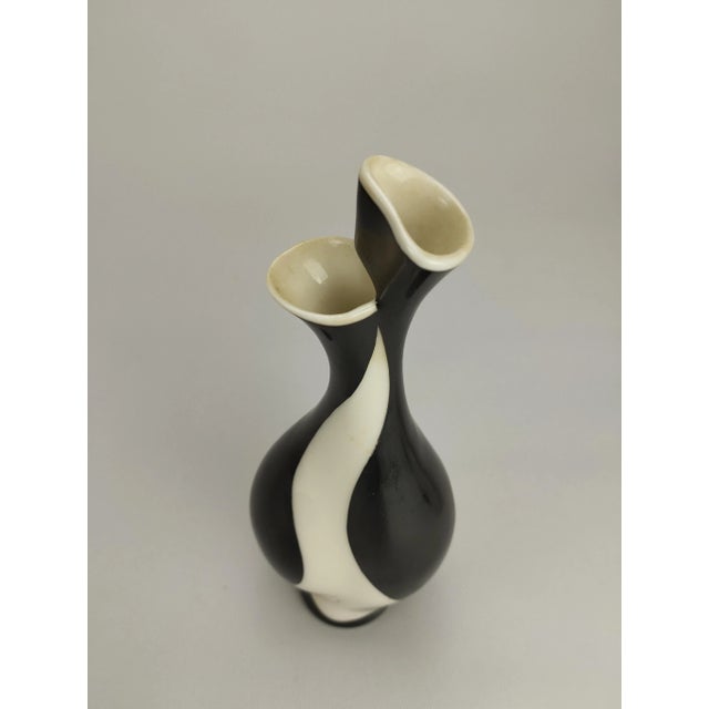 1950s Porcelain Vase and Small Bowl with Black and White Decor by Lindner Kueps Bavaria, 1957, Set of 2 For Sale - Image 5 of 13