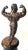 A small bronze muscle man statue on a black wooden base. Measures: 9 1/2" high x 4" diameter base.