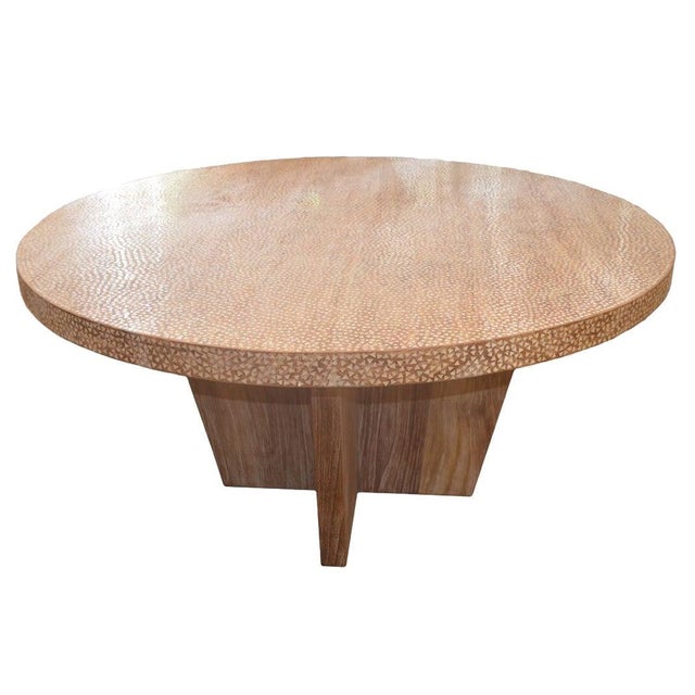 Andrianna Shamaris Impressive Shell Inlay Teak Wood Dining Table For Sale In New York - Image 6 of 18