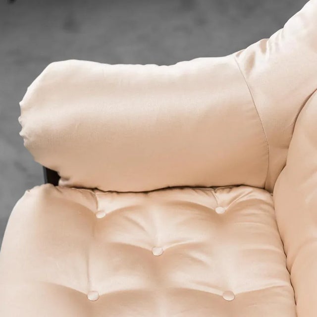 Wood Vintage Beige Fabric Armchair, 1970s For Sale - Image 7 of 14