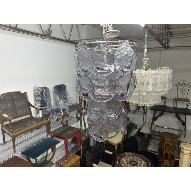 Metal Vintage Murano Glass Chandelier by Carlo Nason for Mazzega For Sale - Image 7 of 9