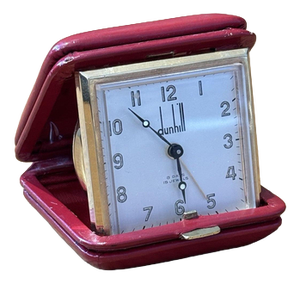 Travel Clock in Red Leather Case from Dunhill