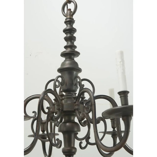 Black French 19th Century Large Patinated Brass Chandelier For Sale - Image 8 of 11