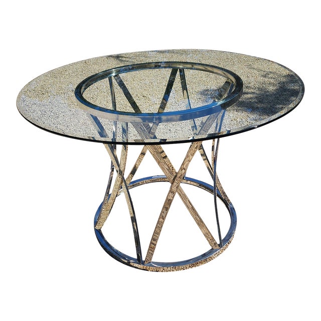 Chrome and Glass Table For Sale