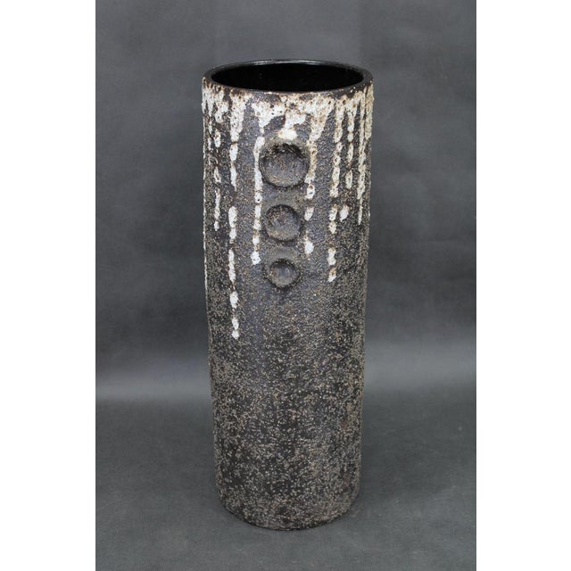 Brutalist European Brutalist Ceramic Vase with Textured Lava Surface, 1970s For Sale - Image 3 of 12