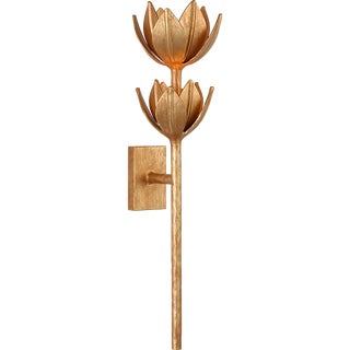 Julie Neill for Visual Comfort Signature Alberto Large Two Tier Sconce in Antique Gold Leaf For Sale