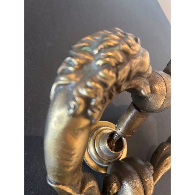 Victorian Antique Victorian Brass Door Knocker Lions For Sale - Image 3 of 9
