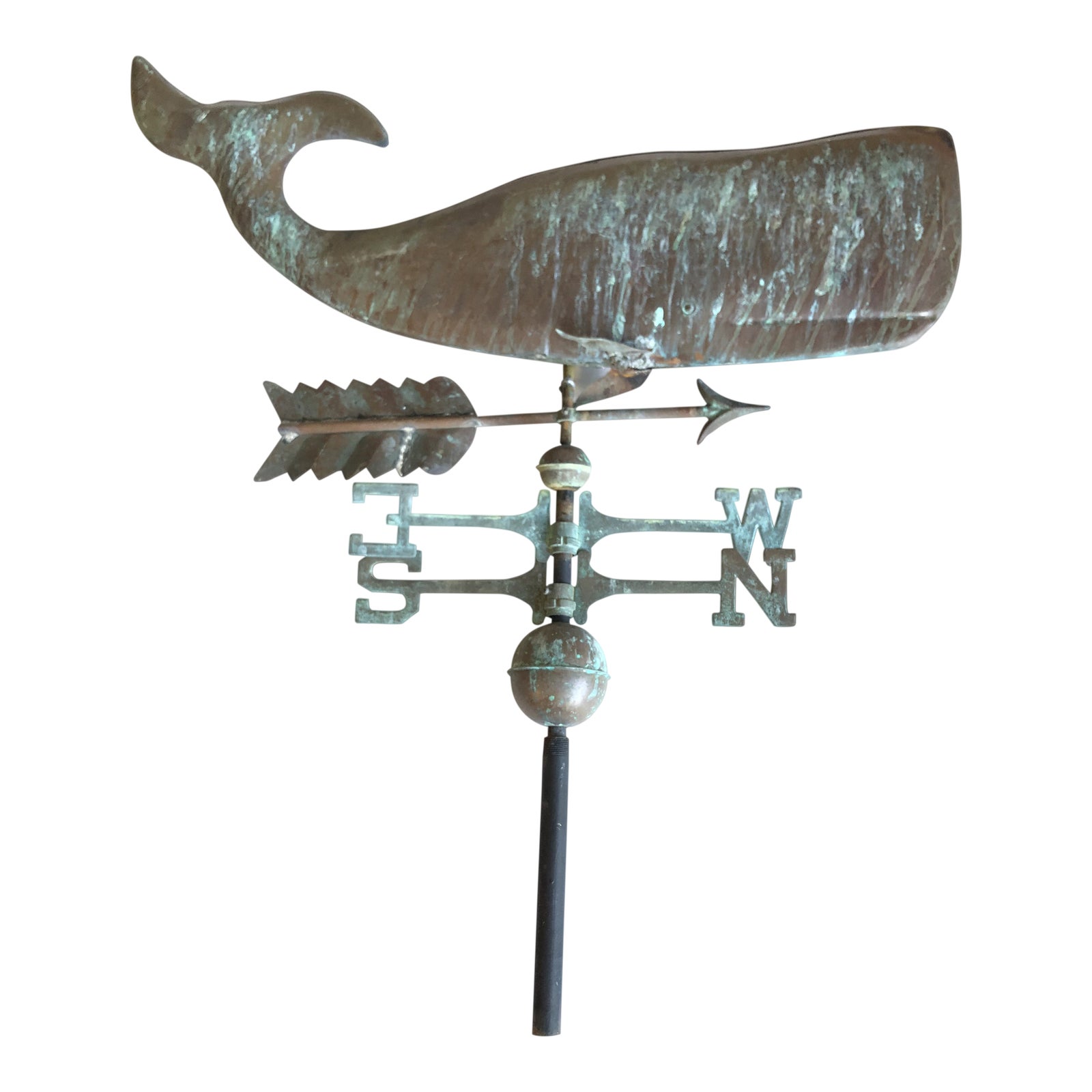 Patinated Antique Copper Whale Weathervane Chairish
