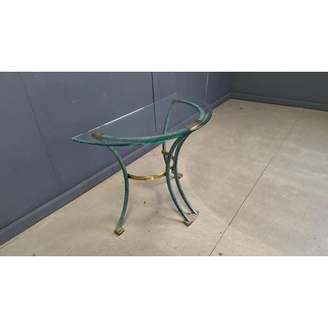 Hollywood Regency Vintage French Metal and Brass Console Table, 1970s For Sale - Image 3 of 10