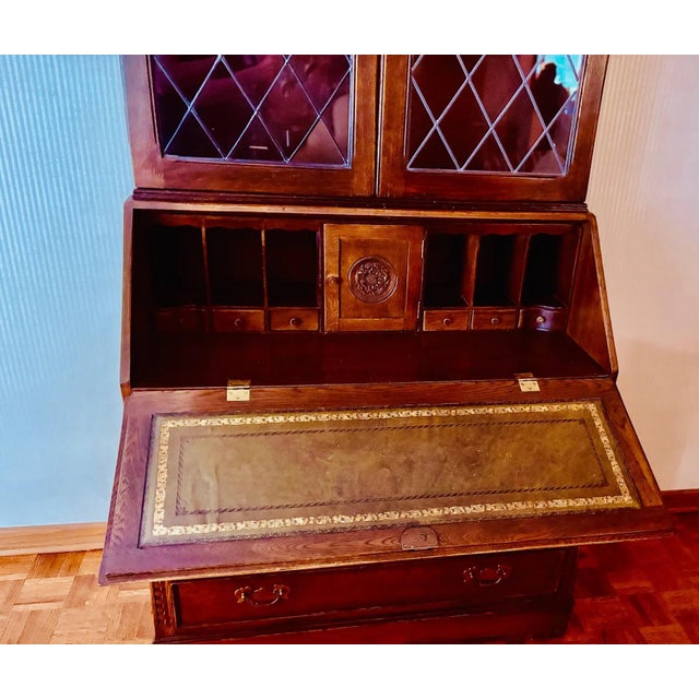 Brown Vintage Traditional Ethan Allen Secretary Desk/Bookcase For Sale - Image 8 of 11