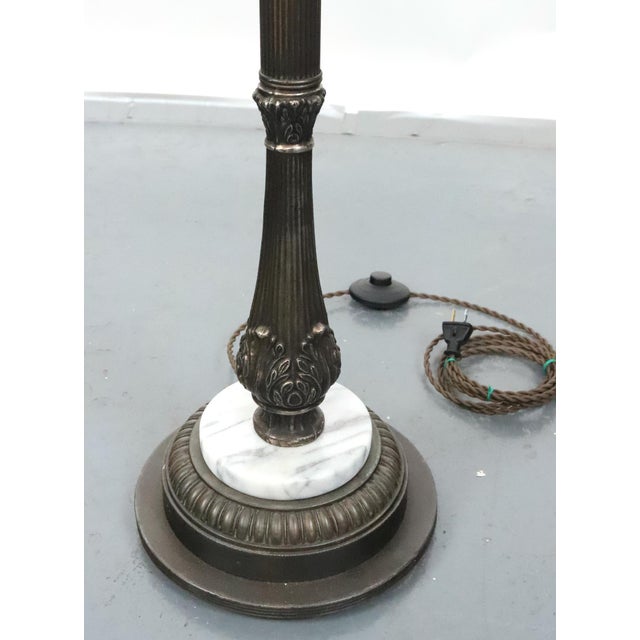 Mid 20th Century Mid 20th Century Restored Art Deco Brass Milk Glass Torchiere Floor Lamp For Sale - Image 5 of 8