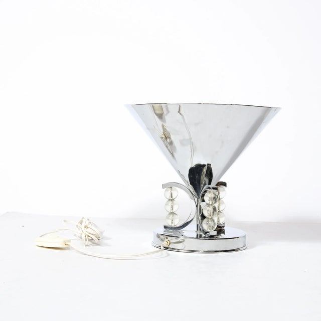 Art Deco 1935 Art Deco Conical Uplight Table Lamp in Chrome With Stacked Glass Ball Detailing For Sale - Image 3 of 11