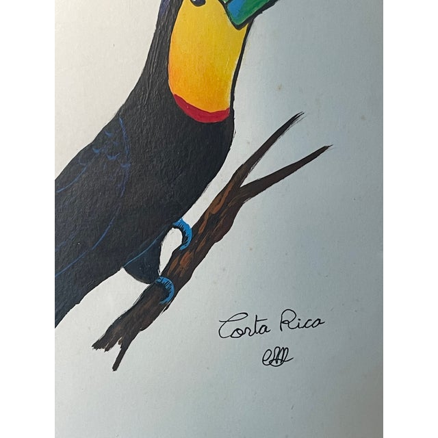 1960s Costa Rican Toucan Bird Watercolor in Gold Frame For Sale - Image 4 of 4