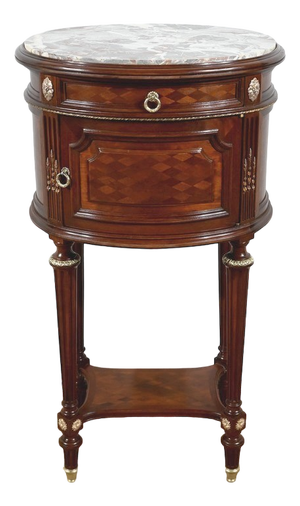 Late 19th Century Louis XVI Mahogany Drum Table from Lalande House, 1890s