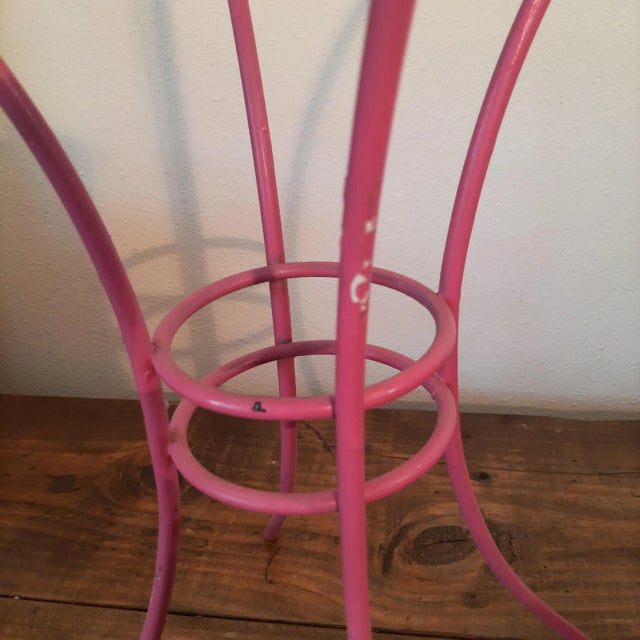 Metal Pink Barbiecore Metal Wrought Iron Side Patio Table For Sale - Image 7 of 8