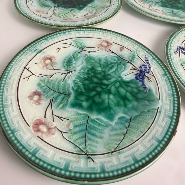 Antique Set of 6 German Majolica Plates For Sale In Raleigh - Image 6 of 6