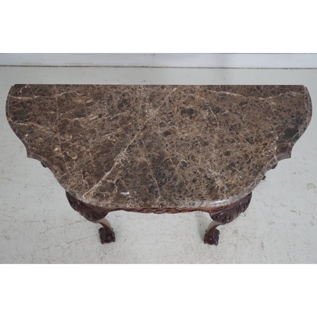 Chippendale Henkel Harris Claw Foot Mahogany Marble Top Console Table For Sale - Image 3 of 15