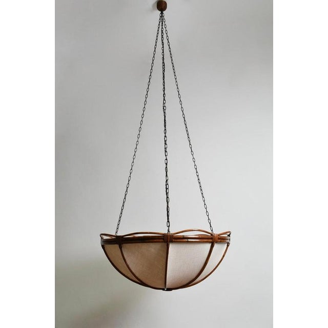 Caprarola Rattan and Fabric Pendant Lamp by Barracuda Interiors For Sale - Image 6 of 6