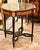 French Style Wood Side Table With Glass Top, Bronze Accents & Gold Leaf Details For Sale - Image 4 of 6
