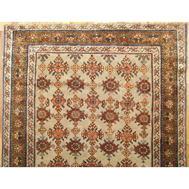 Antique Persian Kurd Rug, Gallery Size, Repeating Rosettes in Soft Tones For Sale In New York - Image 6 of 6