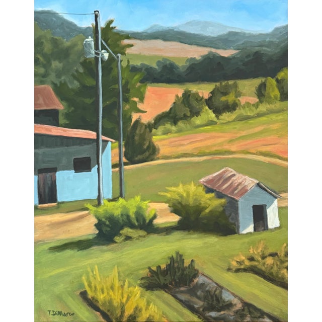 "View From Porch, Nimrod Hall, Bath County Va" Contemporary Landscape Oil Painting by Teresa DiMarco For Sale