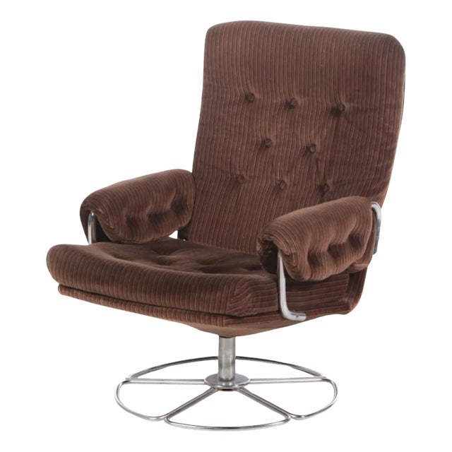 Bruno Mathsson for Dux Chrome Based Swivel Lounge Chair. 1 of 2 For Sale