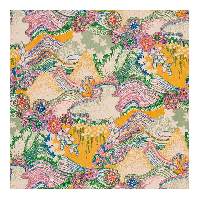 Sample - Schumacher X Clements Ribeiro Daisy Chain Fabric in Light Multi For Sale