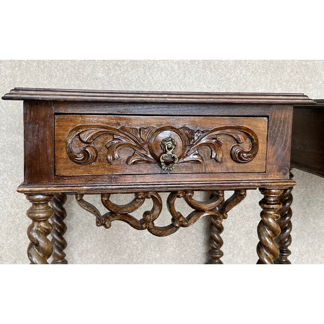 20th Century Pair of Solid Carved French Nightstands With Turned Columns For Sale - Image 12 of 13