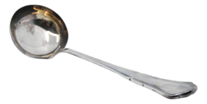 Silver Soup Ladle with Grooves Along the Handle