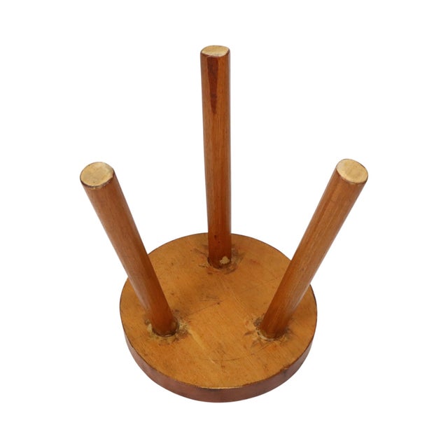 Wood Vintage Wooden Three-Legged Stool, Milking Stool, Rustic Style, 1960s For Sale - Image 7 of 15