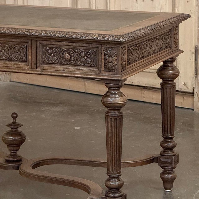 19th Century French Neoclassical Walnut Desk ~ Double Faced For Sale - Image 9 of 18