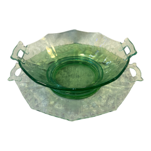 Antique Uranium Glass Bowl and Plate