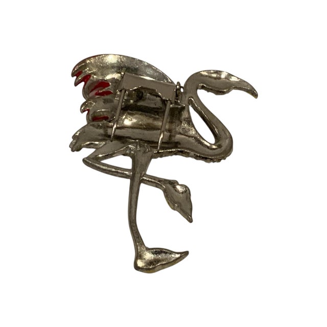 This is a Large Flamingo or stork Brooch.. You can been seen clear across a room when you wear it. Nice bold colors