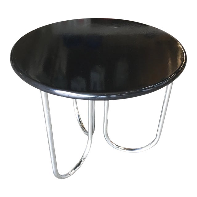 Streamline Black Lacquer Chrome Coffee Table by Royalchrome For Sale