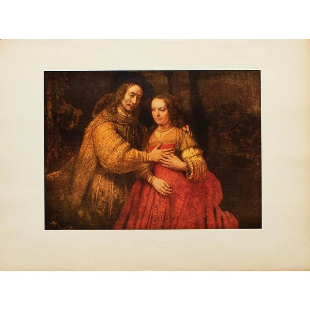 A beautiful vintage full-color print after oil painting "The Bridal Couple" by Rembrandt Van Rijn. Comes from a First...