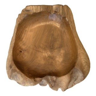 Organic Sculptural Teak Vessel Bowl For Sale