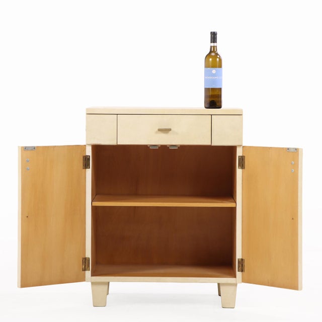 A Pair of Parchment-Clad Cabinets or Nightstands, C. 1960. For Sale - Image 4 of 10